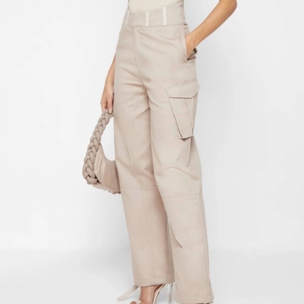 Women's Beige Cargo Pants with corset high waist